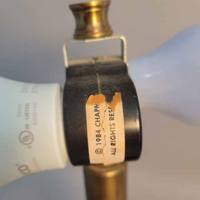 Brass 1984 Chapman Brass Bouillotte Style Lamp With Tole Shade For Sale - Image 8 of 8