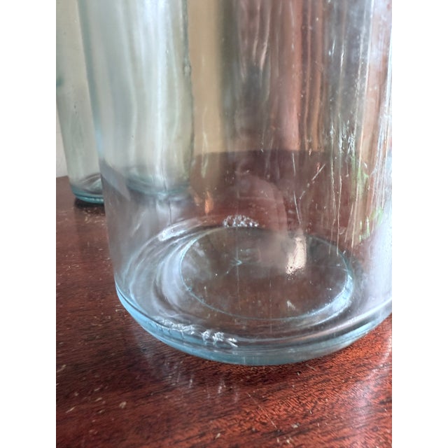 Glass Mid-20th Century Laboratory Reagent Bottle With Ground Glass Stopper Narrow Mouth Apothecary Glass Vessel For Sale - Image 7 of 15