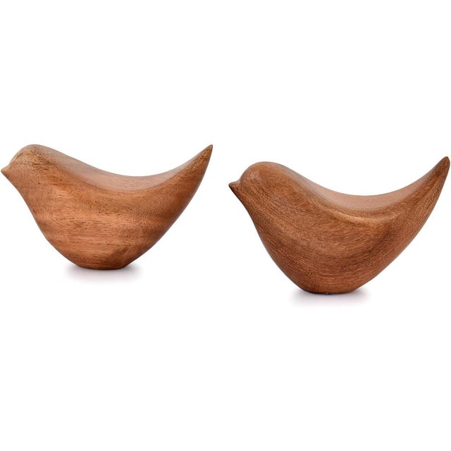 Modern Acacia Bird Statues Modern Home Decor Set For Sale - Image 3 of 6