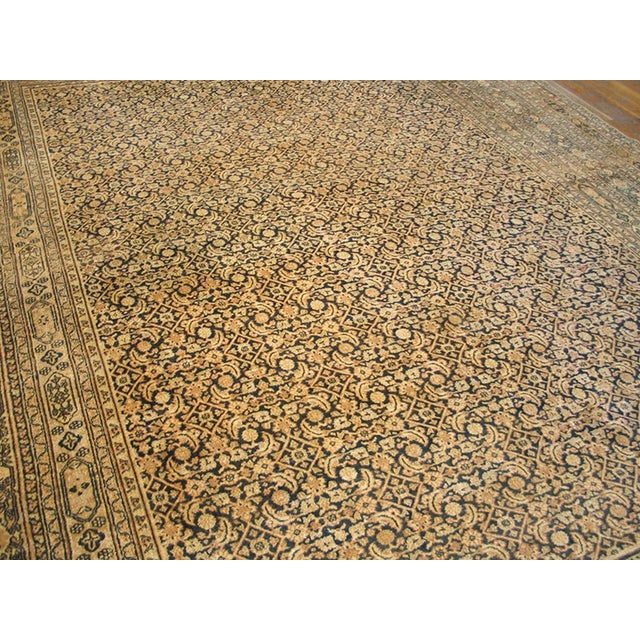 Persian 1890s Blue Navy Herati Tribal Antique n.e. Persian Khorassan Moud Rug 11'6" X 15'2" Handknotted Wool Carpet For Sale - Image 3 of 6