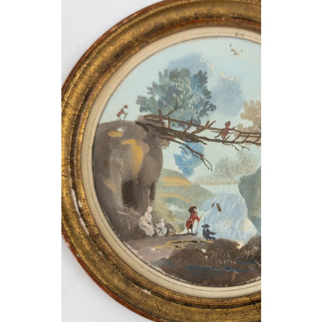 19th Century Pair of French Miniature Gouache & Watercolor Landscape Paintings For Sale In New York - Image 6 of 12