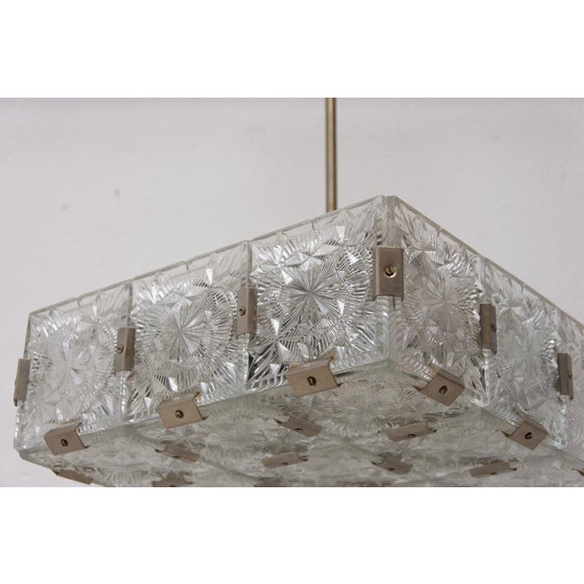 Mid-Century Pendant Lamp in Glass & Chromed Steel from Kamenický Šenov, Czechoslovakia, 1970s For Sale - Image 9 of 15