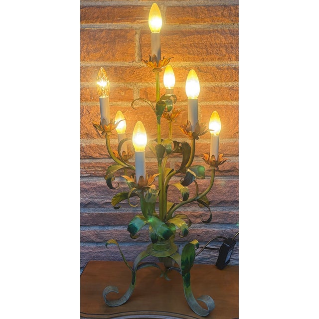 Vintage Italian Florentine Metal Table Lamp, 1960s For Sale - Image 6 of 12