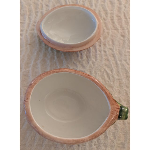 A gorgeous set of 8 Vietri lidded boxes, handcrafted and hand-painted in Italy, each sculpted in a rounded...