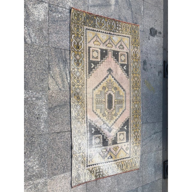 Wood Turkish Oushak Pastel Handwoven Floor Rug - 3′1″ × 5′10″ For Sale - Image 7 of 11