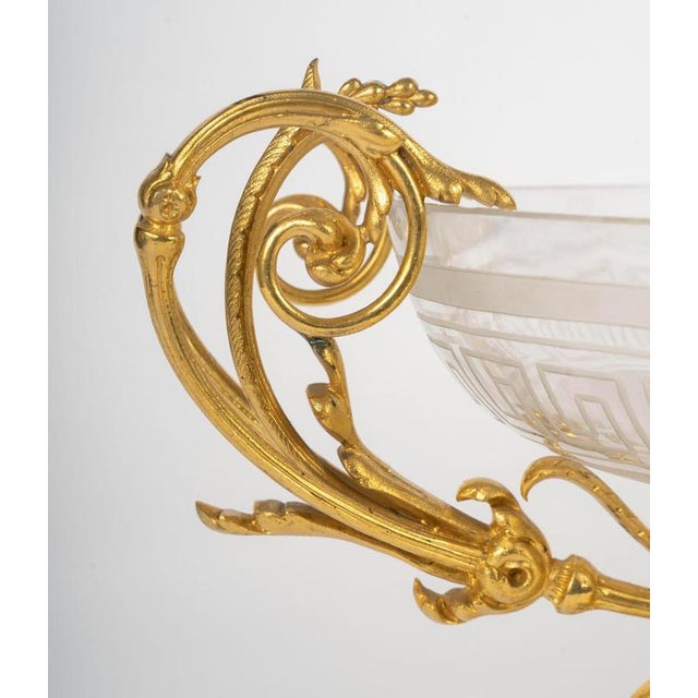 Gilt Bronze and Crystal Bowl, 1800s For Sale - Image 3 of 8