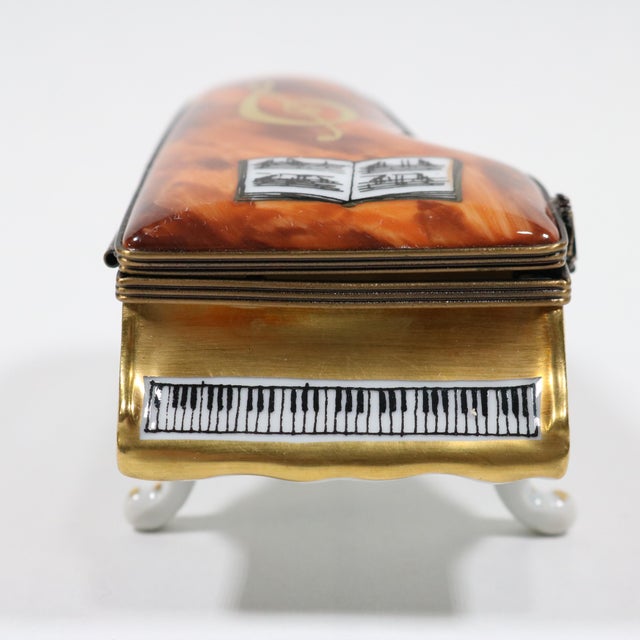 Mid 20th Century Limoges Wood Grain Grand Piano Trinket Box For Sale - Image 10 of 13