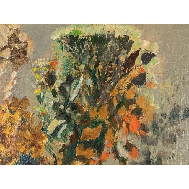 Colorful Art Deco Bouquet, Oil on Plate For Sale - Image 6 of 11