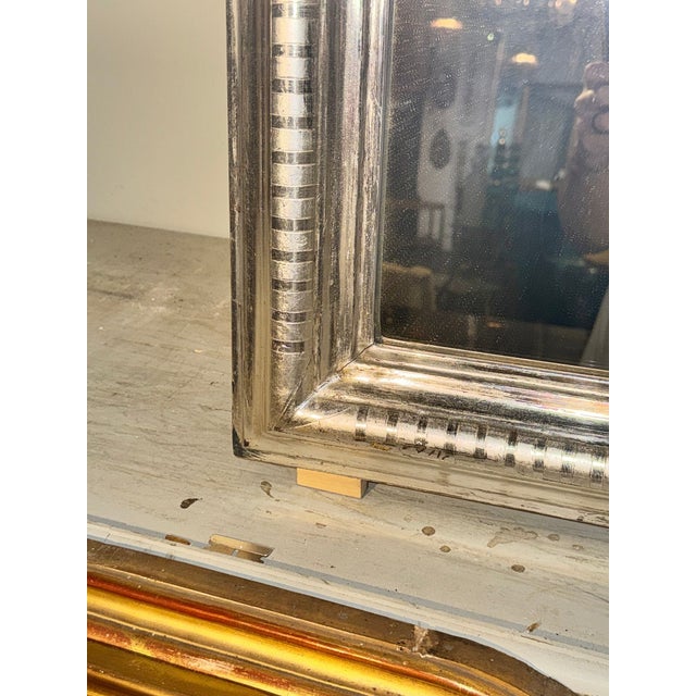 Pair of French Silver Louis Philippe Geometric Pattern Mirrors For Sale In Dallas - Image 6 of 8