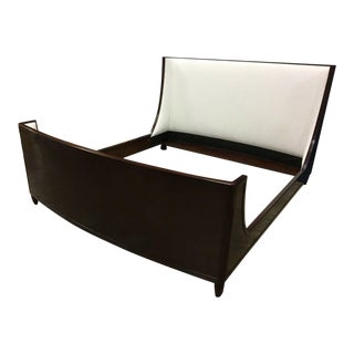 Henredon Barbara Barry King Size Walnut Upholstered Bedframe For Sale
