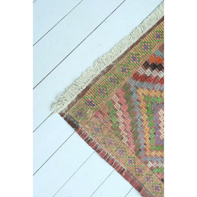 Colorful Vintage Turkish Kilim Rug - 67" X 133" For Sale - Image 11 of 13