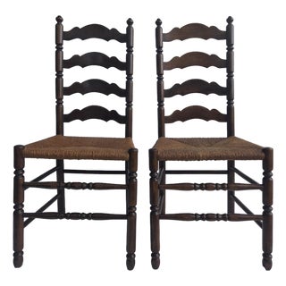 1960s Tell City Ladder Back, Rush Seat Chairs (Pair) For Sale