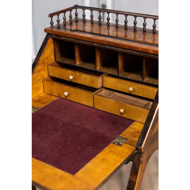 Italian 19th Century Walnut and Mahogany Writing Table with Slant Front Desk For Sale - Image 10 of 14