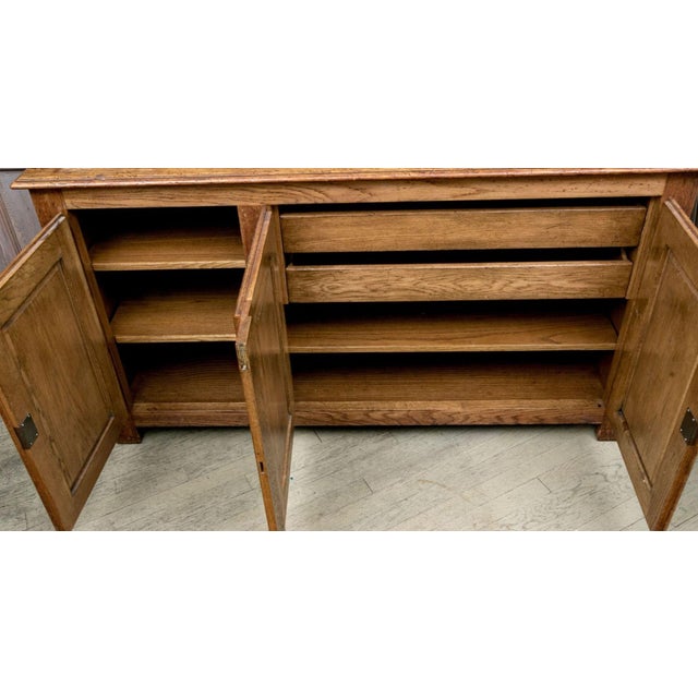 Brown Mid-20th Century Spanish Revival Oak Paneled Credenza For Sale - Image 8 of 11