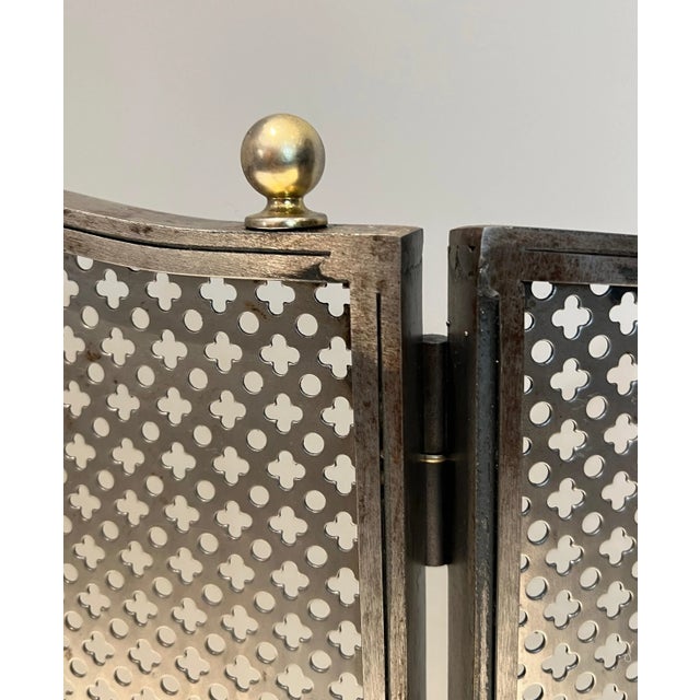 Modernist Steel and Brass Fireplace Screen For Sale - Image 12 of 13