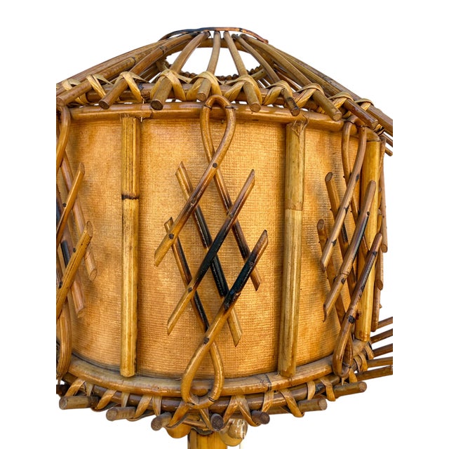 Vintage French Table Lamp in Rotin, 1960s For Sale - Image 8 of 13