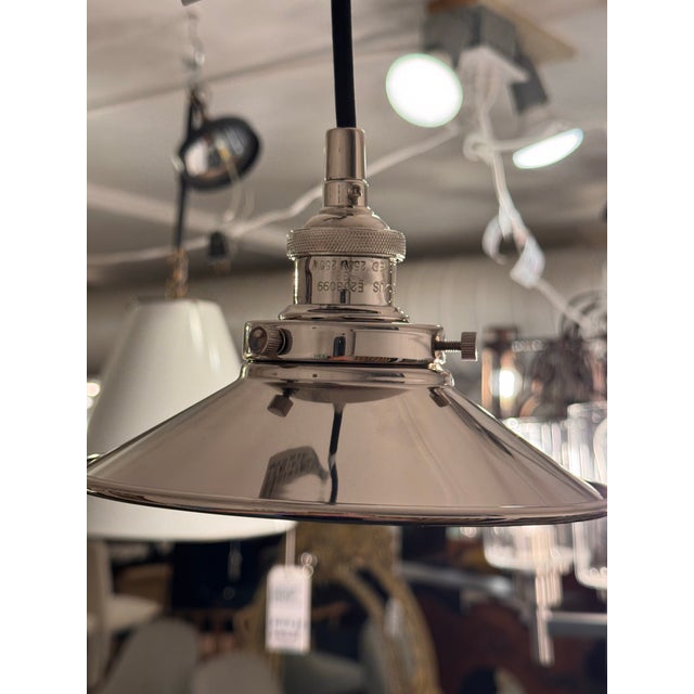 Restoration Hardware 20th C. Factory Filament Metal Shade Pendant For Sale - Image 9 of 12