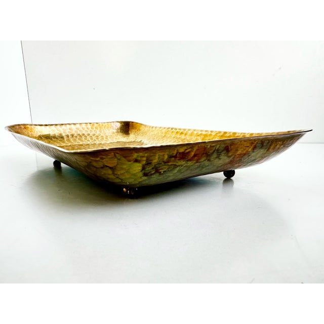 Art Deco Hand-Hammered Brass Bowl on Ball Feet, Germany, 1930s For Sale - Image 4 of 13