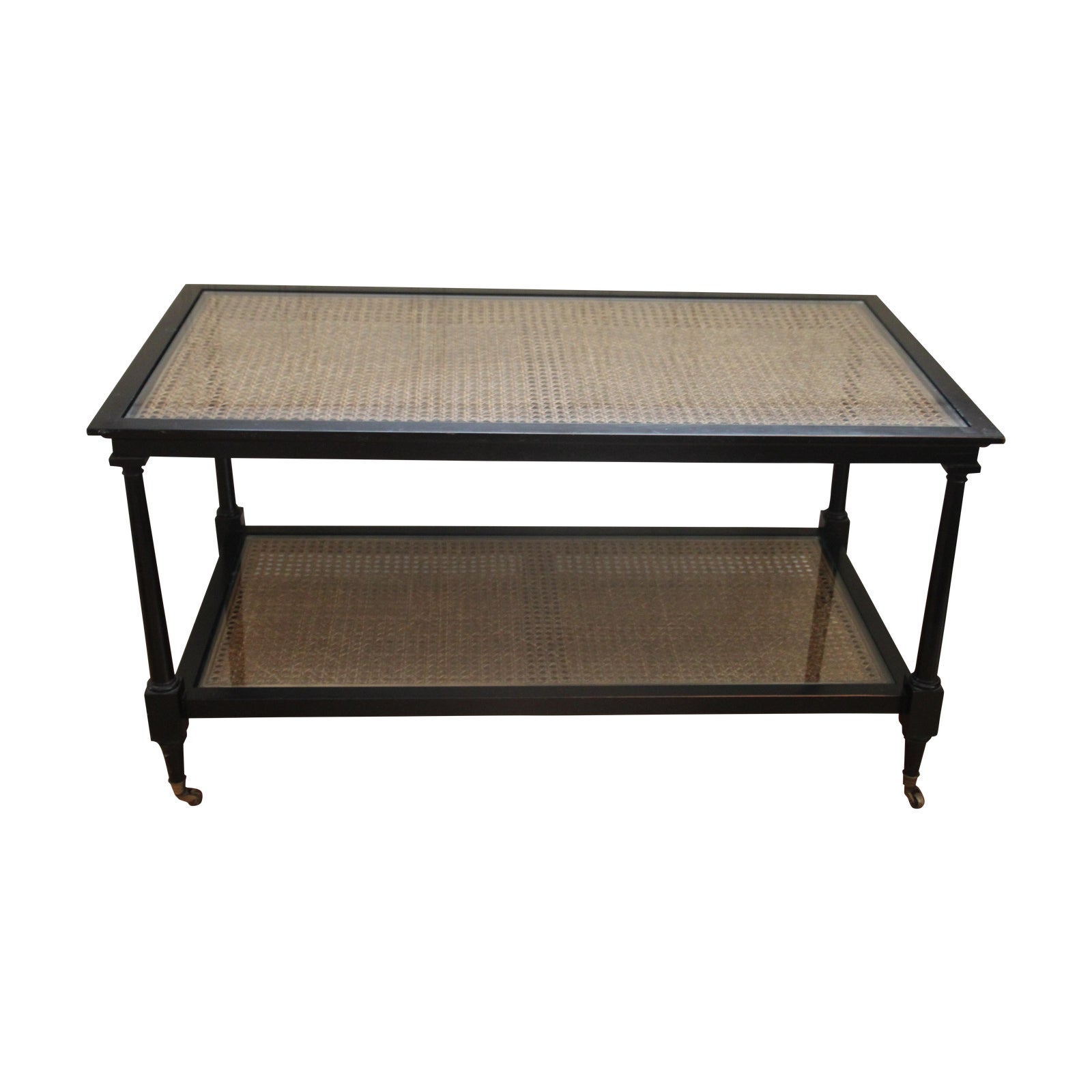 Cane & Glass Top Cocktail Table Chairish