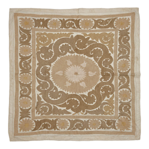 Decorative Neutral Tan Suzani Tribal Textile