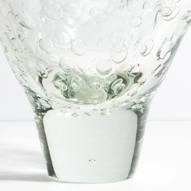 Hand Blown Murano Fluid Vase in Clear With Bubbles For Sale - Image 10 of 10