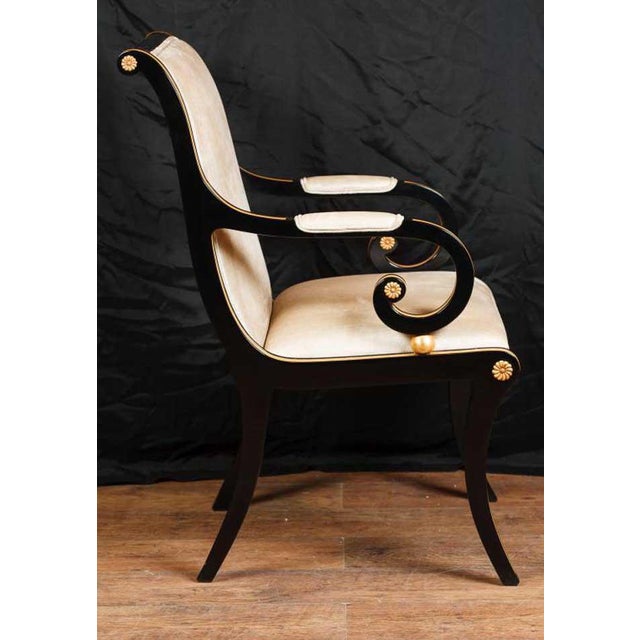 Empire French Armchair in Black Lacquer For Sale - Image 5 of 12