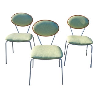 Vintage Mid-Century Modern Aluminum Chrome and Vinyl Dining Chairs, Shelby Williams Style, Set of 3 For Sale