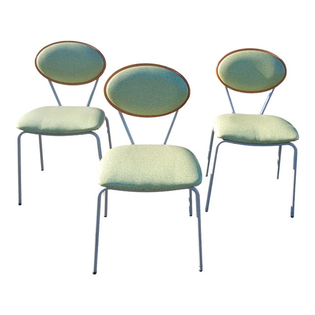Vintage Mid-Century Modern Aluminum Chrome and Vinyl Dining Chairs, Shelby Williams Style, Set of 3 For Sale