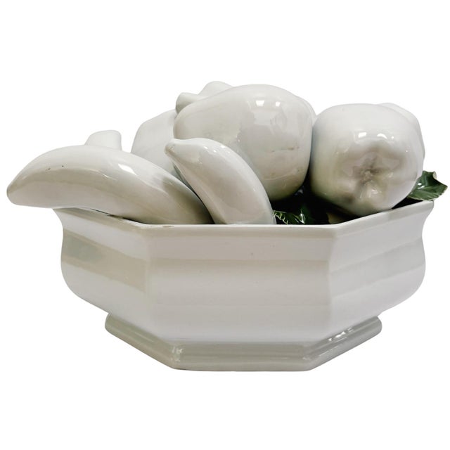 Ceramic 1960 Italian White Trompe L’Oeil Ceramic Fruit Bowl Topiary Centerpiece For Sale - Image 7 of 8