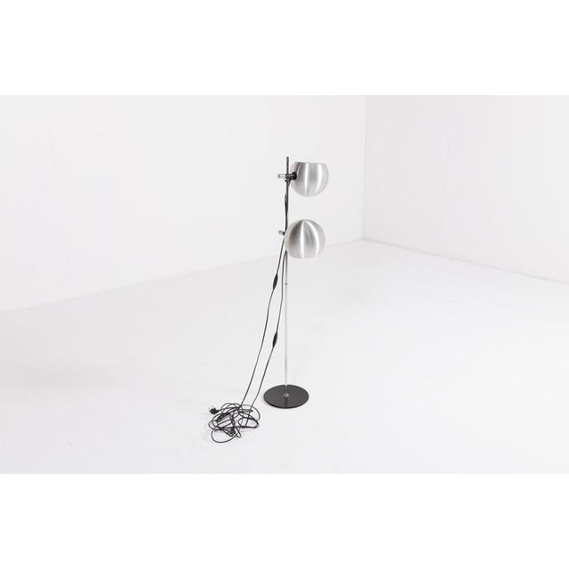 Beautiful Scandinavian floor lamp, model Klot from Hemi.The lamp has height adjustable aluminium globes on a chromed base....