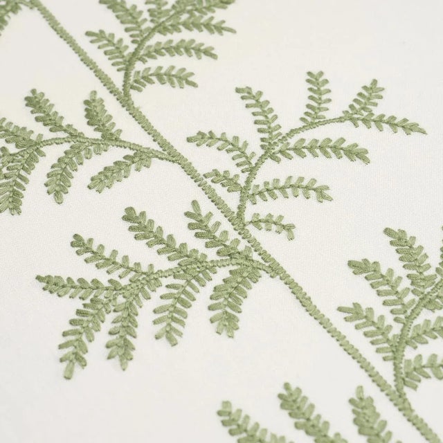 Schumacher Schumacher Eloise Embroidery Wallpaper In Sage For Sale - Image 4 of 4