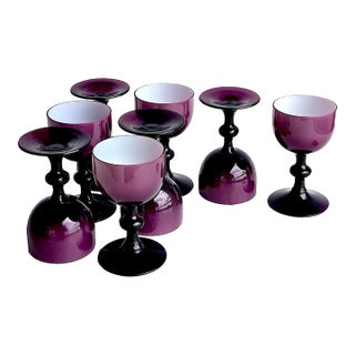 Vintage Carlo Moretti Amethyst Cased Cordial/Sherry Glasses, Set of 8 For Sale