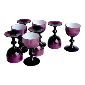 Vintage Carlo Moretti Amethyst Cased Cordial/Sherry Glasses, Set of 8