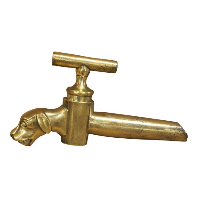 Antique French Bronze Dog Form Wine Barrel Spout, Circa 1870 For Sale