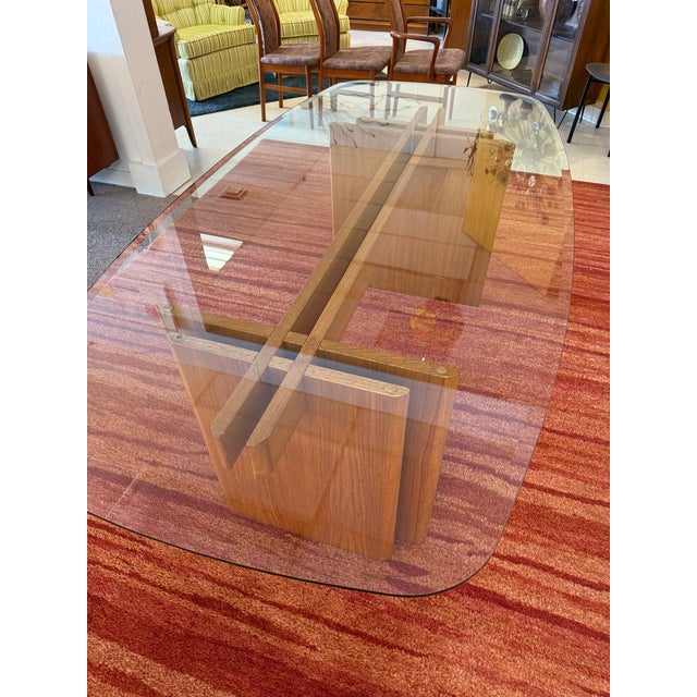 Brown 1970s Danish Modern Teak Glass Top Dining Table by Gustav Gaarde for Trekanten Denmark For Sale - Image 8 of 10