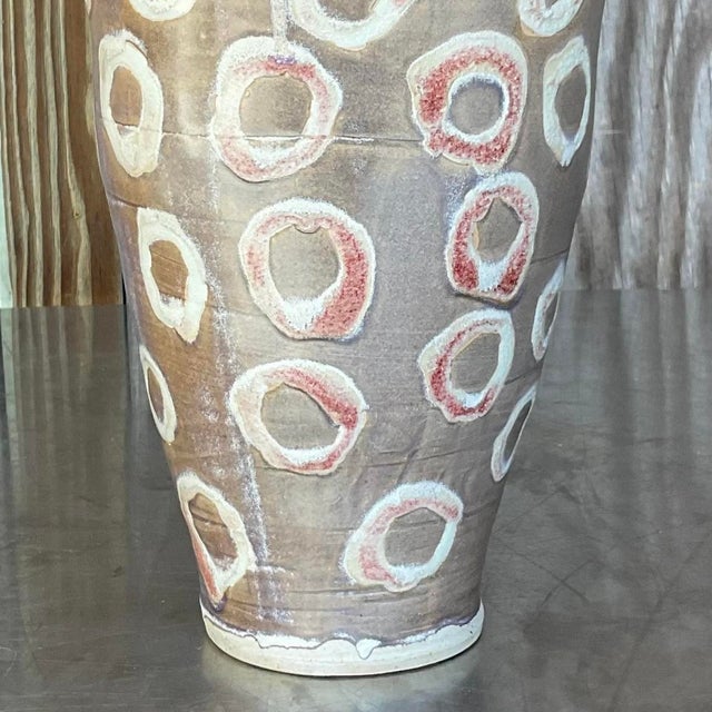 Vintage Boho Signed Studio Pottery Vase For Sale - Image 13 of 15