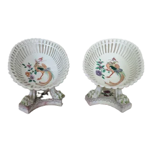 Pair of Italian Faience Tazzas Compotes Early 20th Century Antique - Woolworth Family Provenance
