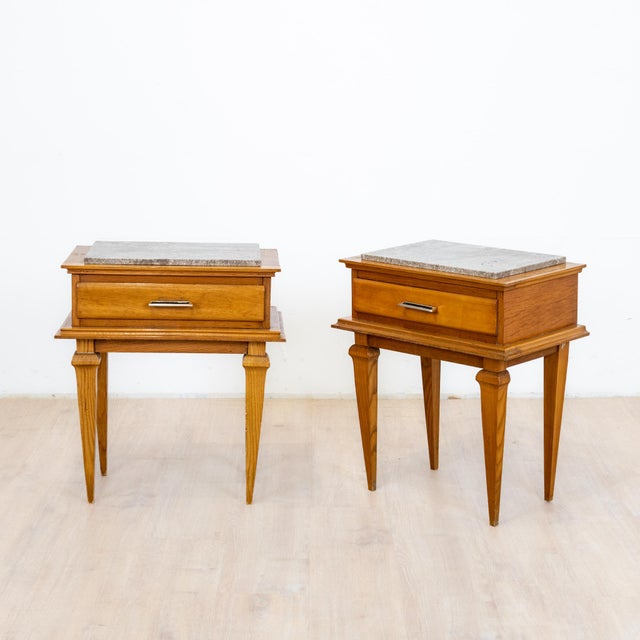Art Deco Bedside Tables with Marble Tops, 1930s, Set of 2 For Sale - Image 10 of 13