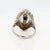 Metal Art Deco 14k Gold, Diamond, Seed Pearl, Rock Crystal, and Onyx Filigree Cocktail Ring For Sale - Image 7 of 11