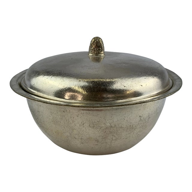 1960s Silverplate Metal Serving Bowl With Lid For Sale
