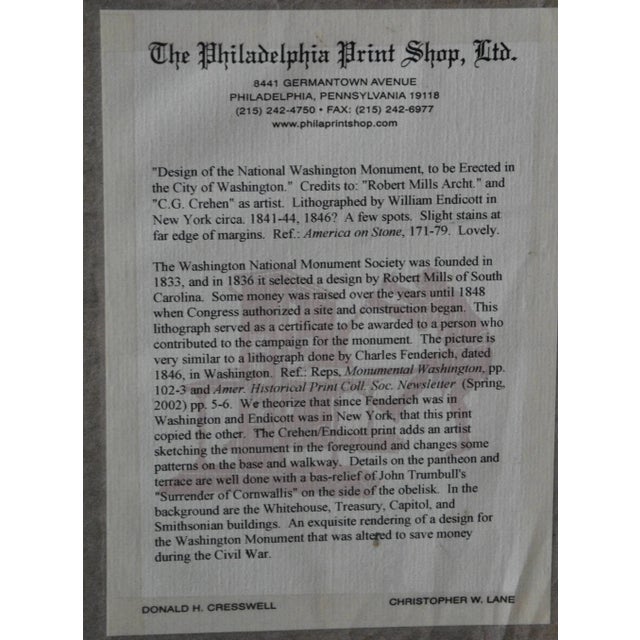 Mid-19th Century Washington Monument Broadside Lithograph For Sale - Image 9 of 10