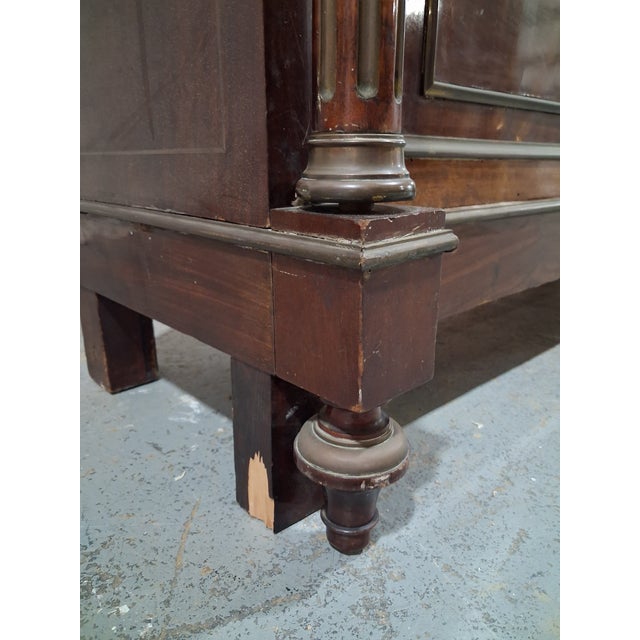 19th Century French Napoleon III Mahogany & Brass Mounted Library Bookcase With Original Glass For Sale - Image 9 of 9