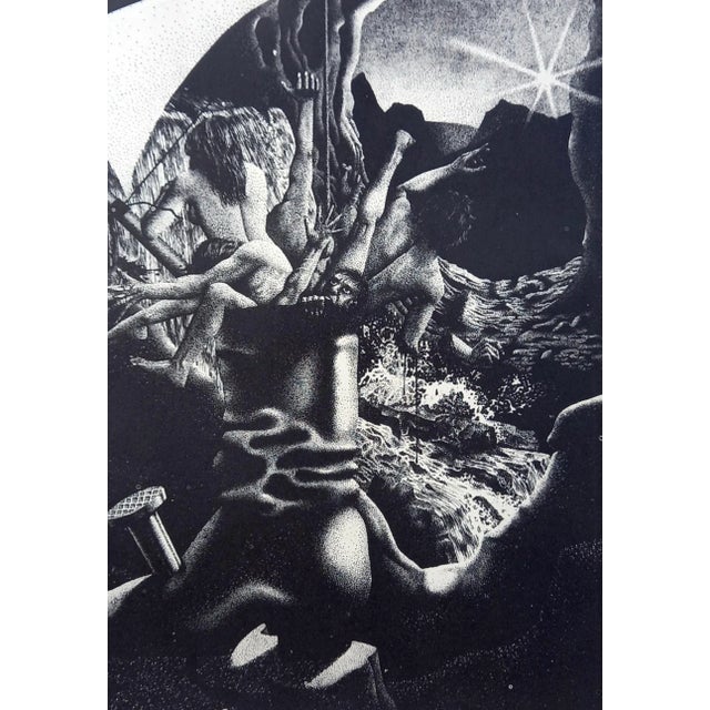 Printmaking Materials #1960s Framed Surrealist Etchings Collector Gallery Wall- Set of 2 For Sale - Image 7 of 10