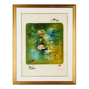 White Lotus Lithograph by Hoi Lebadang
