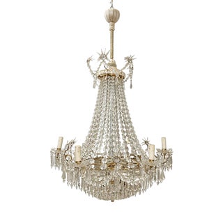 Quenn Mary Chandelier with Glass and Crystal Pendants For Sale