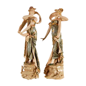 Austrian Art Nouveau Porcelain Figures, Set of 2