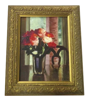 Late 20th Century Floral Still Life Oil Painting, Framed