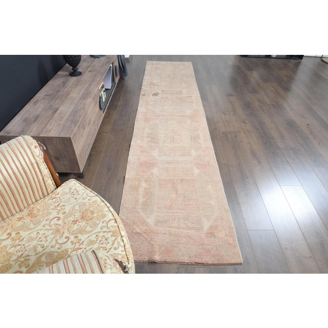 1970s Turkish Oushak Handmade Wool Cotton Orange Runner Rug For Sale - Image 10 of 11