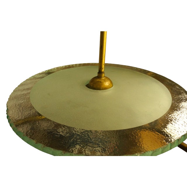 Cream Swedish Grace Brass Chandelier with Glass Discs by Harald Notini for Böhlmarks Sweden, 1930s For Sale - Image 8 of 12