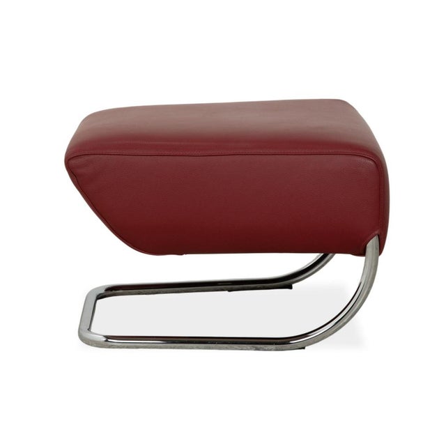 Set of Leather Jolly Armchair and Ottoman in Red Wine from Wittmann For Sale - Image 11 of 12